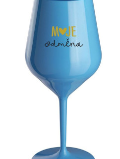 MOJE ODMĚNA - modrá nerozbitná sklenice na víno 470 ml