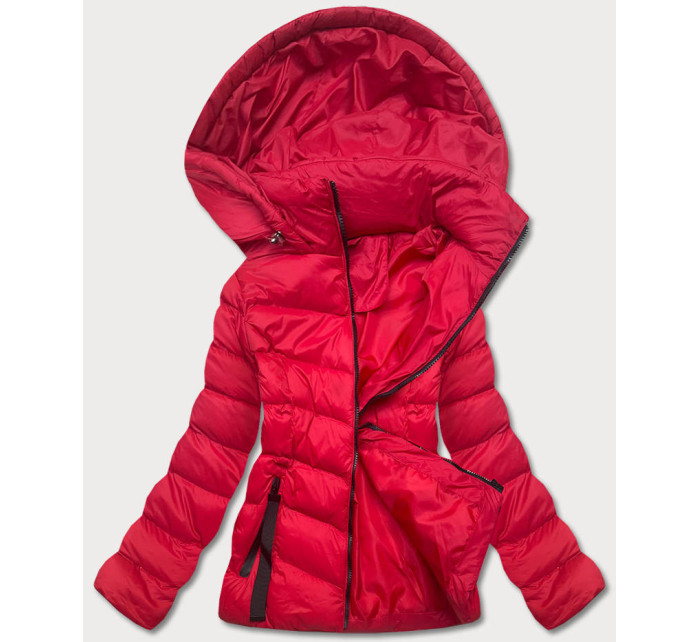 Červená dámská bunda s kapucí pro přechodné období (5M786-270)