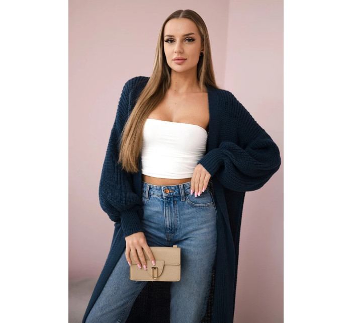 Svetr dlouhý kardigan model 20724749 denim - K-Fashion