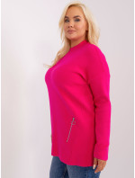 Fuchsiový dámský svetr plus size velikosti se zipy