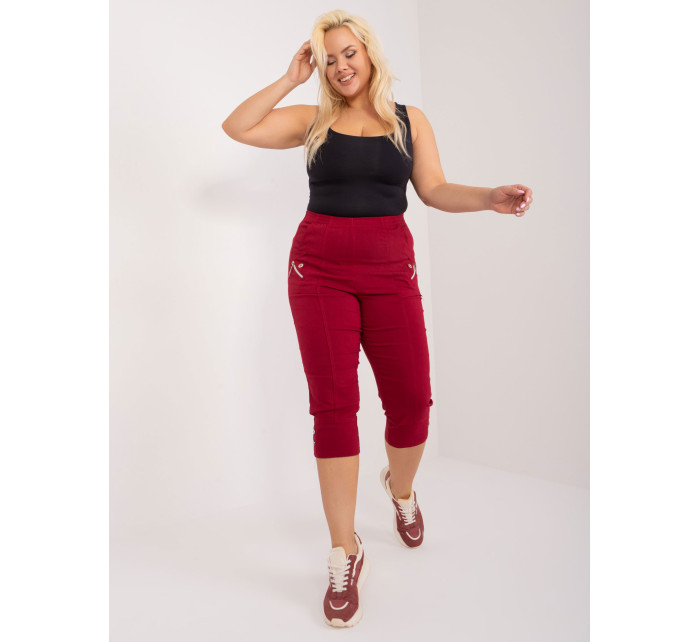 Vínové rybářské kalhoty z látky plus size