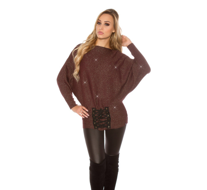 Trendy KouCla glitter model 19587158 jumper with lacing - Style fashion