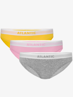 Dámské bikiny kalhotky ATLANTIC 3Pack - žlutá/růžová/světle šedá