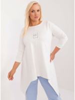 Ecru halenka z bavlny plus size s 3/4 rukávy