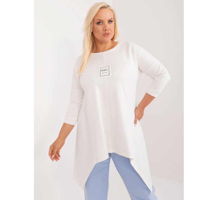 Ecru halenka z bavlny plus size s 3/4 rukávy