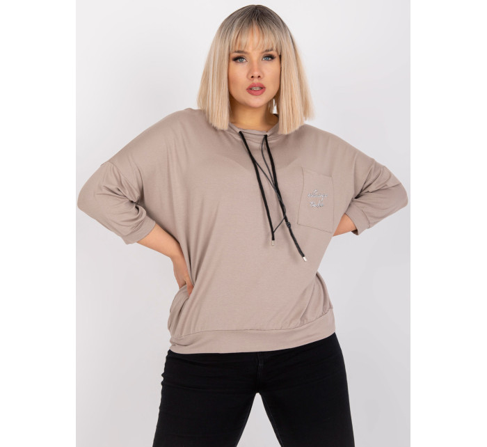 Tmavě béžová halenka plus size s aplikací Robert