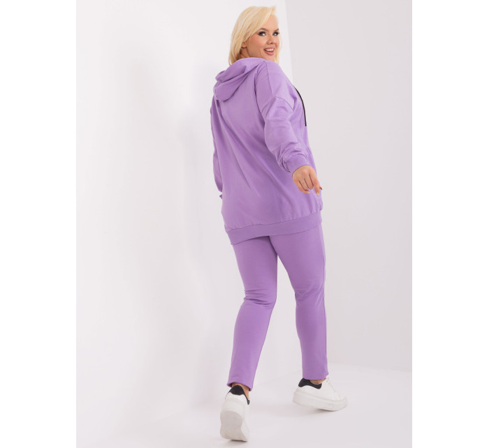 Světle fialový set plus size s mikinou na zip