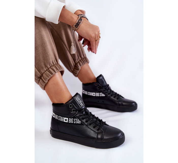 Women's High Leather Sneakers Big Star Black