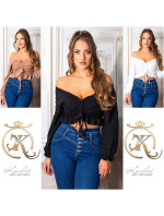 Sexy ruffled Cropped Carmen Top