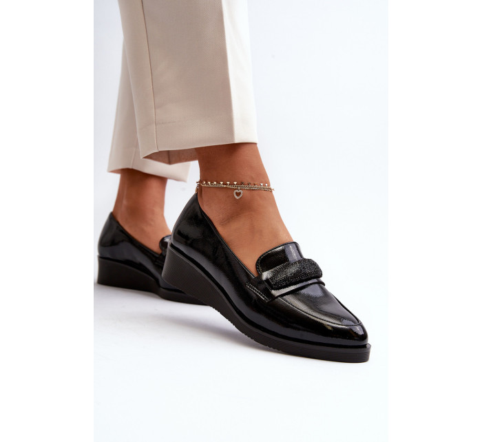 Dámské lakované boty Loafers Black Polike