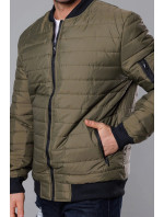 Prošívaná pánská bunda typu "bomber" v khaki barvě model 18344859 - J.STYLE