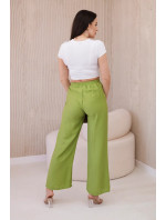 Viskózové kalhoty se širokými nohavicemi oliva