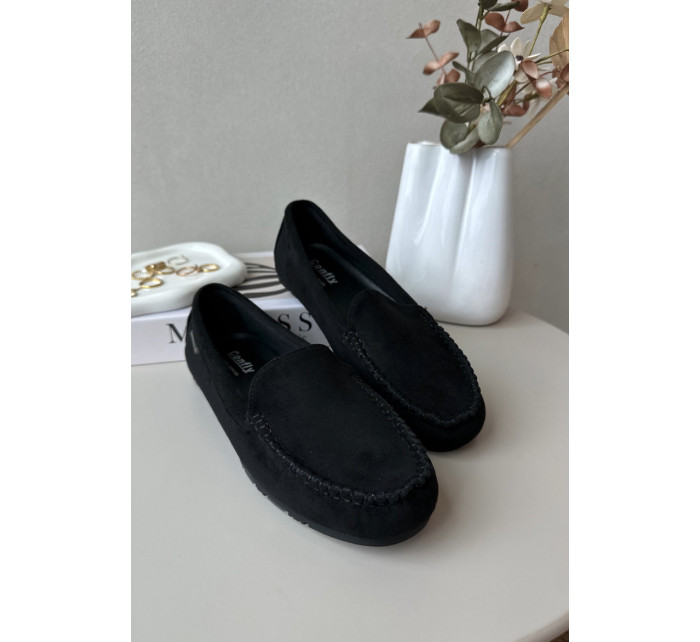 Dámské mokasíny vyrobené z Eco Suede Black Amrutia