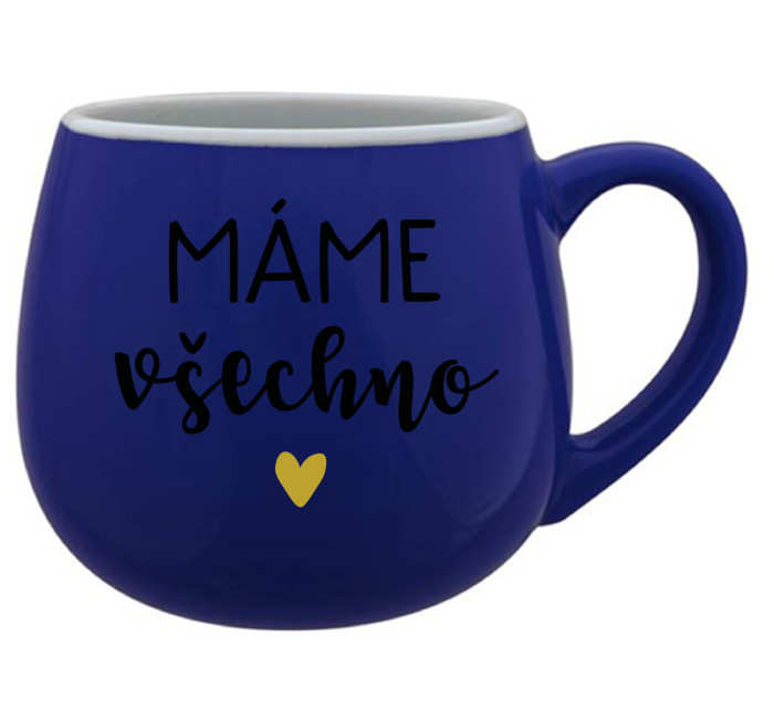 MÁME VŠECHNO - modrý keramický hrníček 300 ml