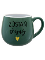 ZŮSTAŇ STEJNÝ - zelený keramický hrníček 300 ml