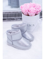 Teplé dětské sněhové boty s kožešinou stříbrné Scooby