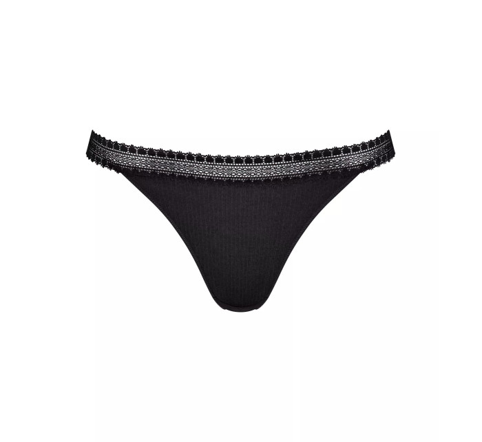 Dámská tanga GO Ribbed R Tanga C2P - BLACK - černé 0004 - SLOGGI