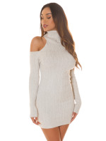 Sexy Turtleneck Knit Dress with Cut model 19635537 - Style fashion