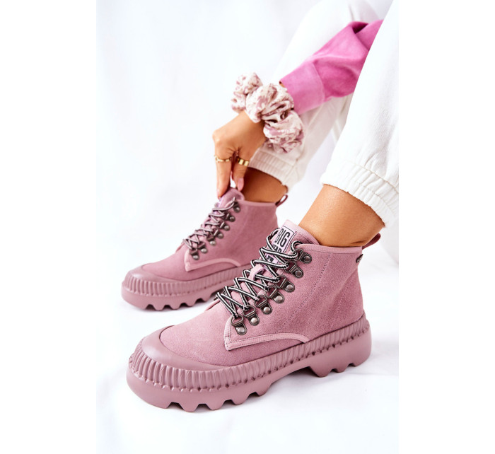 Leather Trapper Boots Big Star II274367 Pink