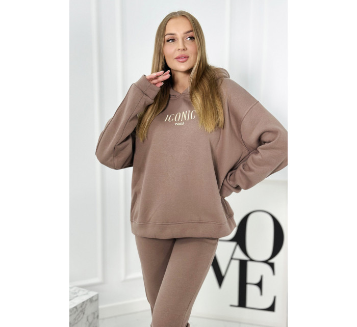 Izolovaná bavlněná souprava, mikina s model 18922079 + kalhotami mocca - K-Fashion