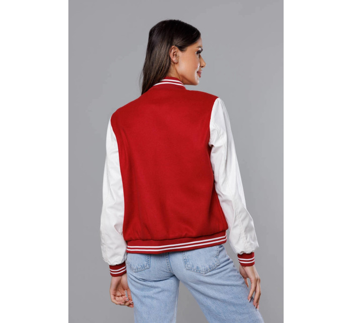 Tmavě červená dámská bunda typu bomber model 18141032 - J.STYLE