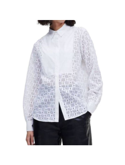 Karl Lagerfeld KL Monogram Lace Bib Shirt W 220W1600