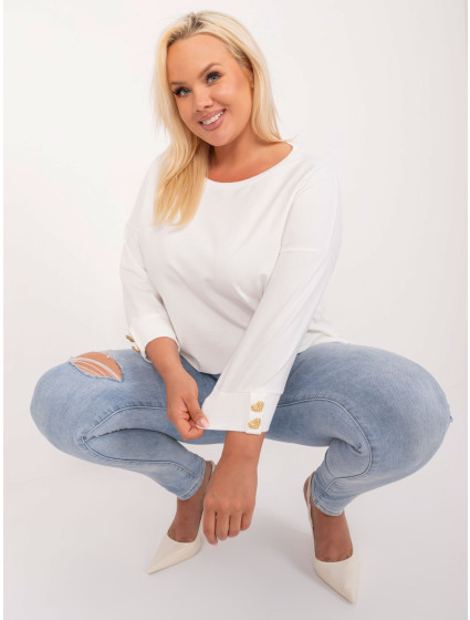 Ecru asymetrická halenka plus size velikosti s rozparky