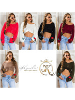 Sexy KouCla Crop knit sweater with patches