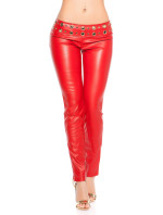 Sexy lowcut-Skinny-Pants in leatherlook with studs