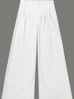Elegantní bílé dámské kalhoty s opaskem (18727)