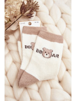 Dámské zateplené ponožky s medvídkem, béžová