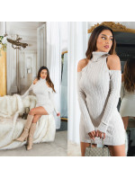 Sexy Turtleneck Knit Dress with Cut model 19635537 - Style fashion