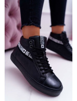 Women's High Leather Sneakers Big Star Black