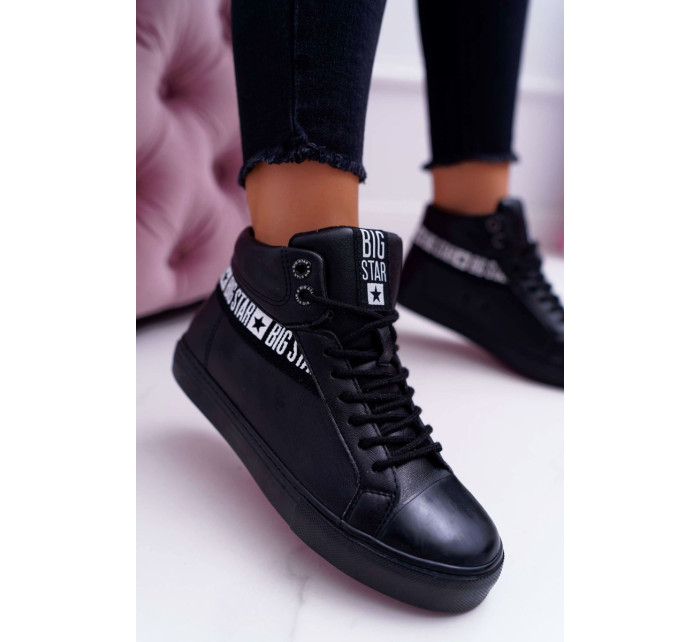 Women's High Leather Sneakers Big Star Black