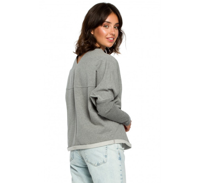 model 18001899 Oversized top s výstřihem do V na zádech šedý - BeWear