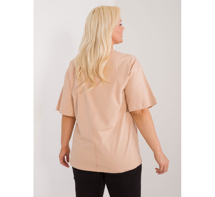 Camel dámská halenka plus size s nášivkou