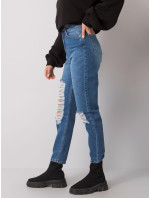 Modré roztrhané mom jeans Kessy RUE PARIS