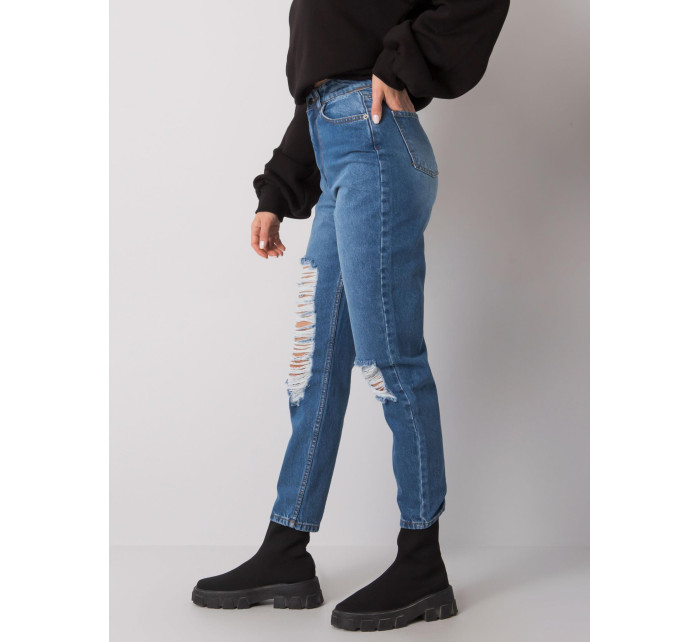 Modré roztrhané mom jeans Kessy RUE PARIS