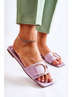 Dámské klasické kožené pantofle s zdobením fialový Shilla