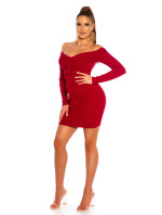 Sexy neck knitted dress with model 19613589 - Style fashion