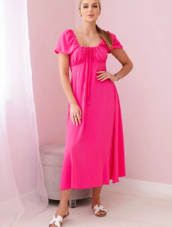 model 20101468 šaty se zavazováním u výstřihu růžový - K-Fashion