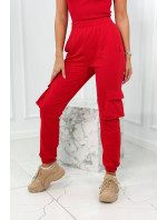 Set 3v1 mikina + top + kalhoty červené