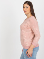 Světle růžová dámská halenka plus size s 3/4 rukávem