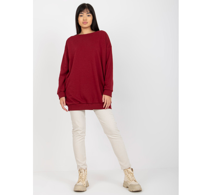 Vínová dlouhá basic oversize mikina