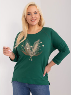 Tmavě zelená ležérní halenka plus size s aplikací