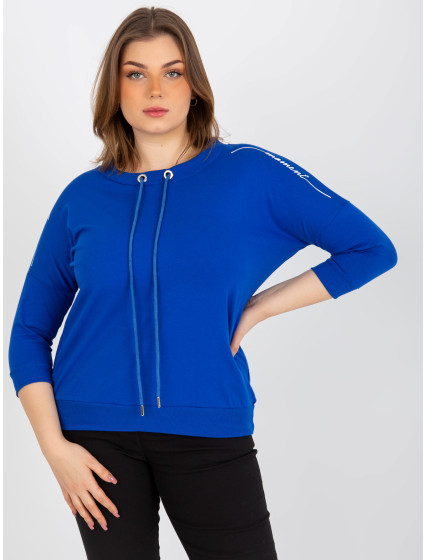 Dámská halenka plus size s 3/4 rukávy - modrá