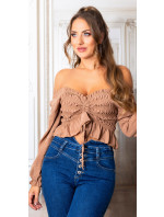 Sexy ruffled Cropped Carmen Top