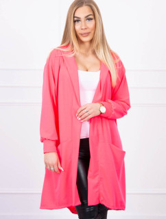 Bunda oversize s kapucí růžová neonová