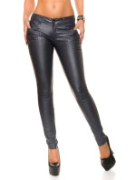 Sexy leather look trousers with zip pockets