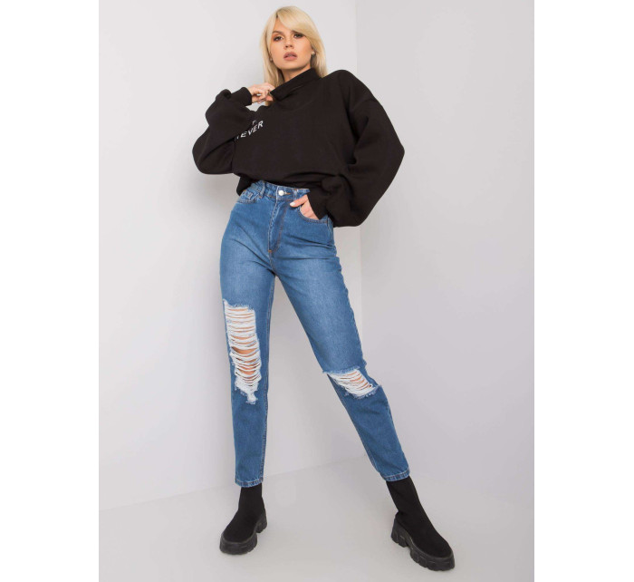 Modré roztrhané mom jeans Kessy RUE PARIS